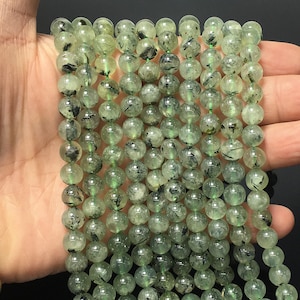 Natural Green Prehnite Round Beads Healing Energy Gemstone Loose Beads DIY Jewelry Making for Bracelet Necklace AAA Quality 6mm 8mm 10mm