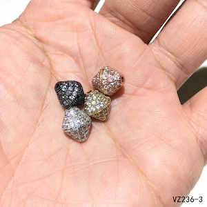 8x10mm CZ Micro Pave Rice Charm or spacer, Cubic Zirconia Pave Beads, Rhodium Gunmetal  Beads For Jewelry Design and Jewelry making