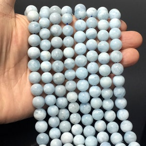Natural Aquamarine Round Beads Healing Energy Gemstone Loose Beads DIY Jewelry Making Design for Bracelet AAA Quality 4mm 6mm 8mm 10mm 12mm