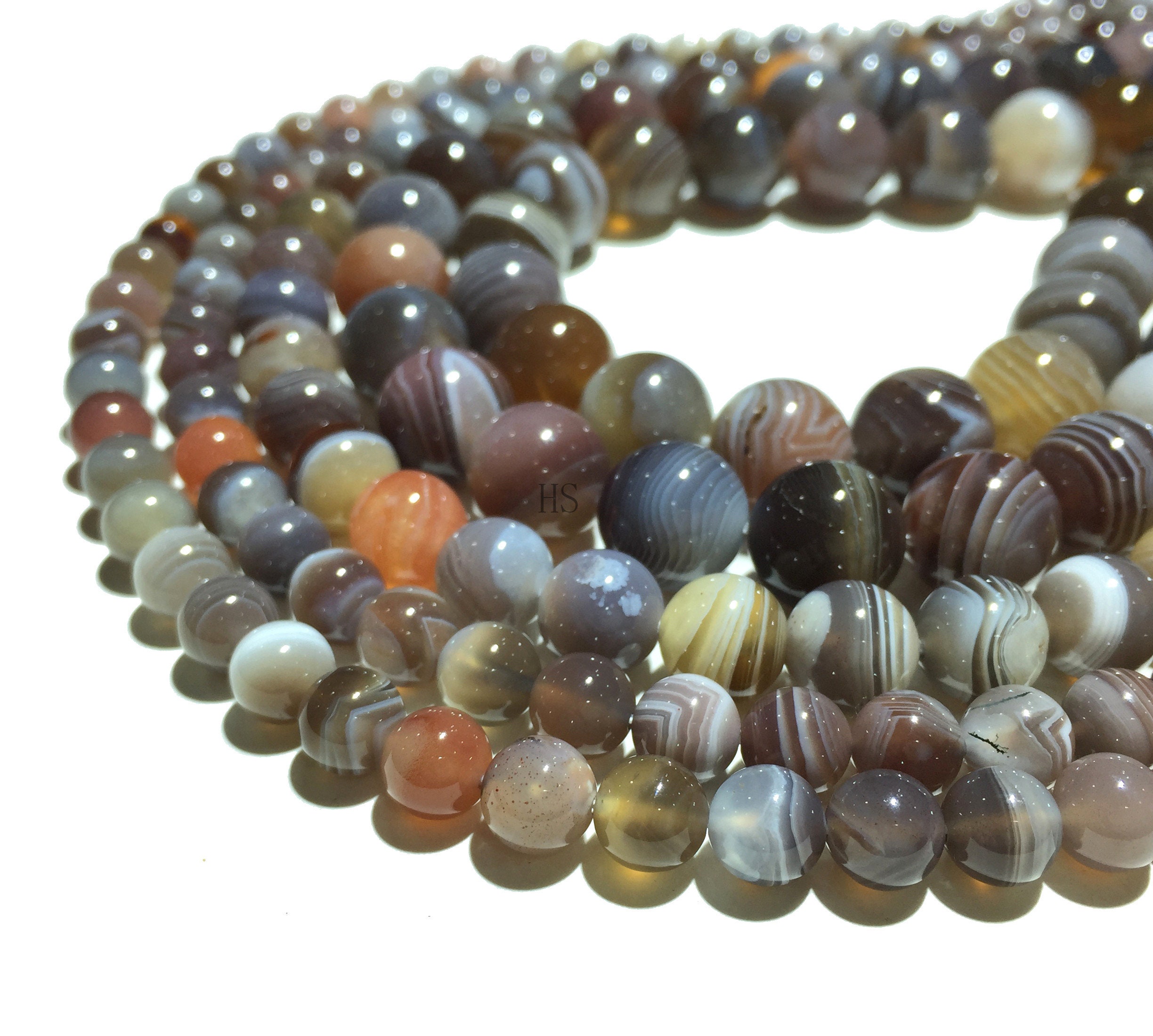 6-10mm Naturale Botswana Agates Perline Di Pietra Oliva - Foto 5