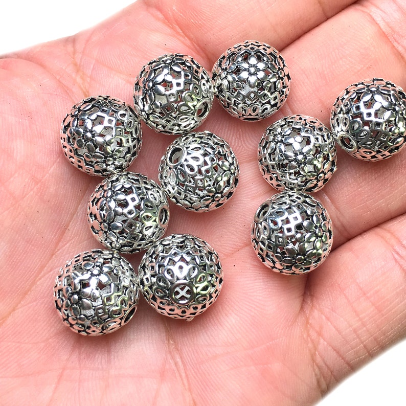 5 PCS Retro Silver Beads Spacer Connector 15x15mm 925 Sterling Silver DIY Jewelry Marking Design for Necklace Earrings Fashion Pendant