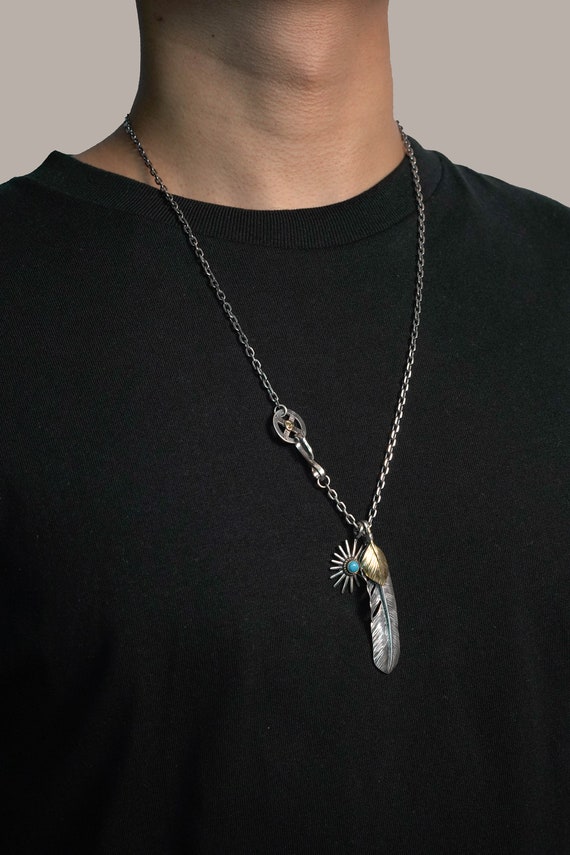 Japan Takahashi Goro Silver Feather Leather Necklace Right Japan Takahashi Goro Silver Feather Leather Necklace Right