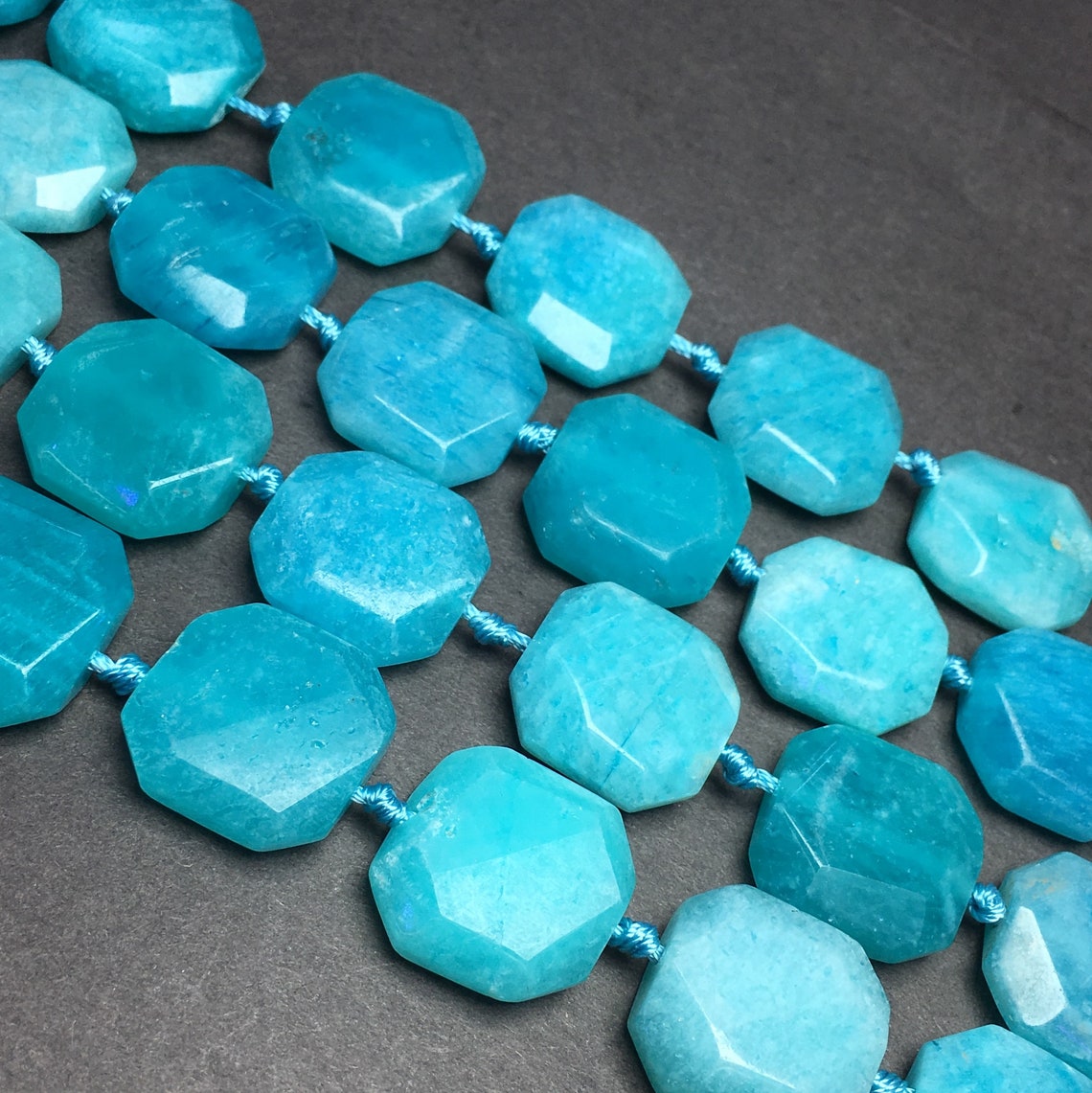 18x18mm Natural Blue Russian Beads Faceted Octagon beads | Etsy
