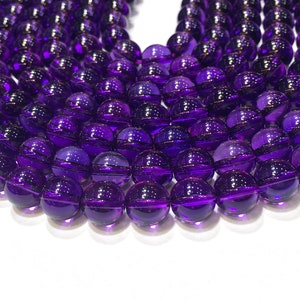 Cuentas redondas de amatista de Color púrpura natural, cuentas sueltas de piedras preciosas de energía curativa, diseño de joyería DIY para pulsera de calidad AAAAA de 16 pulgadas