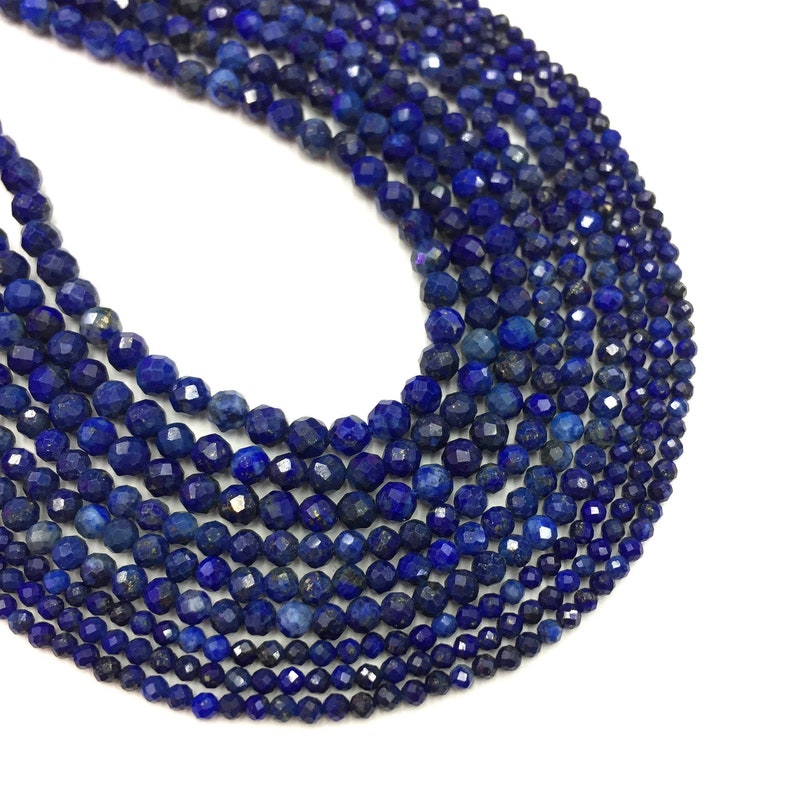 Natural Blue Lapis Lazuli Small Size Faceted Round Beads Etsy