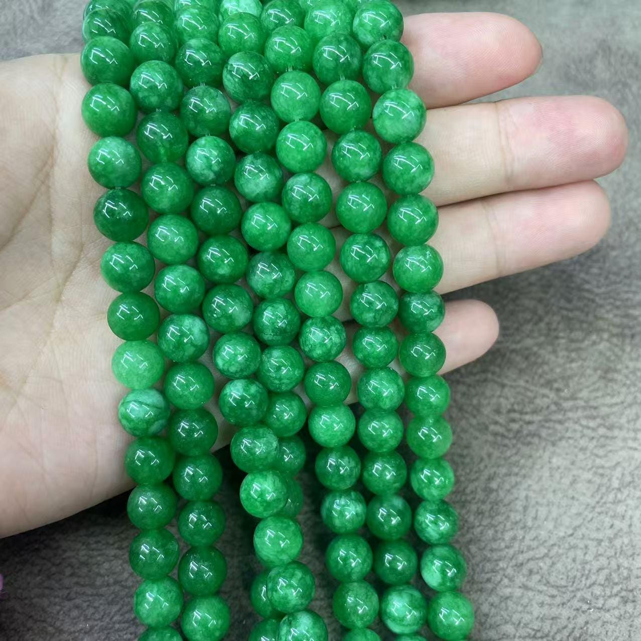 Bracciale In Giada Naturale Malese 6mm | Verde Intenso, Elastico, Lunghezza 19 Cm | Gioiello Fatto In Germania - 4