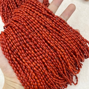 Natural Red Coral Rice Beads Healing Energy Gemstone Loose Beads DIY Jewelry Making Design for Bracelet and Necklace