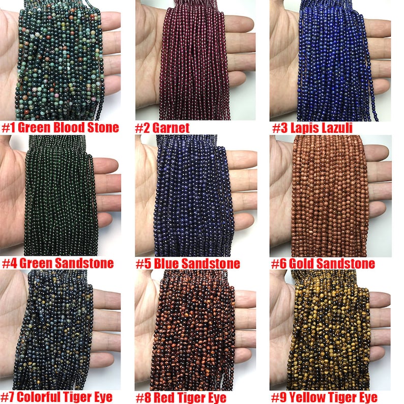 2MM,3MM Natural Round Shape Bead Small Size Gemstone Loose Beads DIY Jewelry Making Design for Bracelet Necklace AAA Quality Full Strand image 2