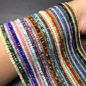 Cuentas sueltas de rondelle facetadas y pulidas de piedras preciosas naturales para la fabricación de joyas, calidad AAAA; amazonita, granate, apatita, etc.