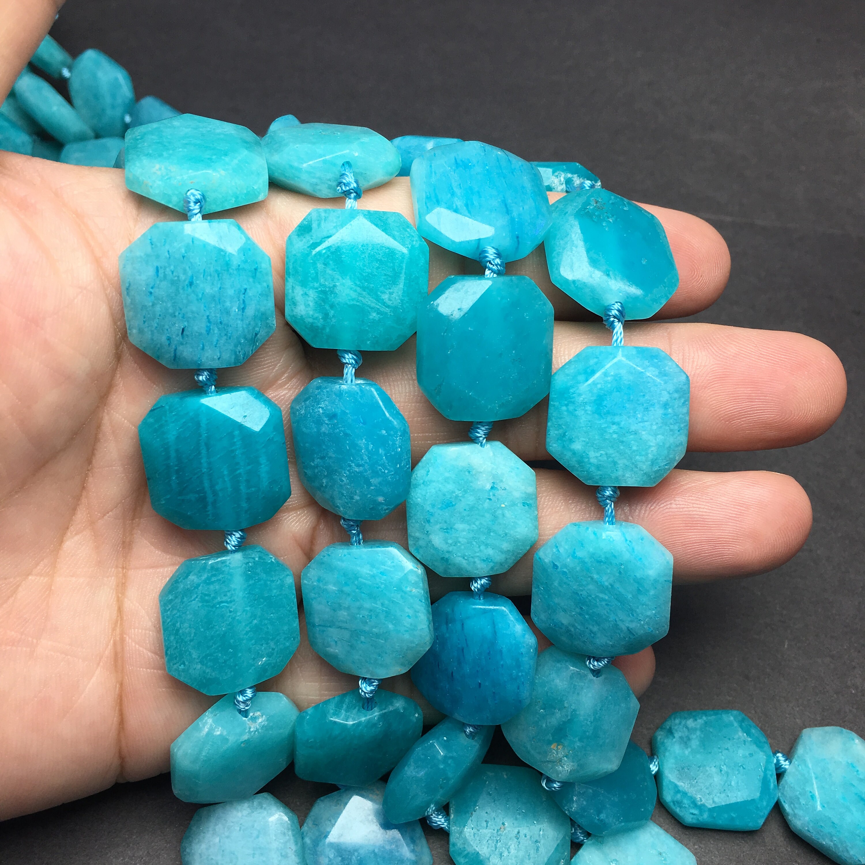 18x18mm Natural Blue Russian Beads Faceted Octagon beads | Etsy