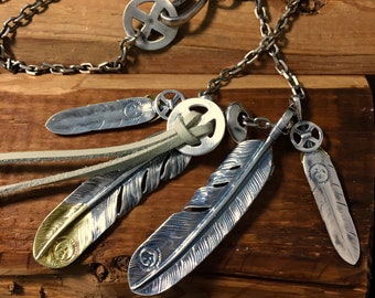 Japan Takahashi Goro Silver Feather Leather Necklace