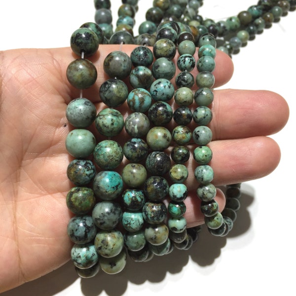 Natural Green African Turquoise Beads Healing Gemstone Loose Bead DIY Jewelry Making for Bracelet Necklace AAA Quality 4mm 6mm 8mm 10mm 12mm