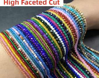 2/3/4MM Small Size Faceted Round Beads Energy Gemstone Loose Beads DIY Jewelry Making Design for Bracelet Necklace Full Strand AAA Quality
