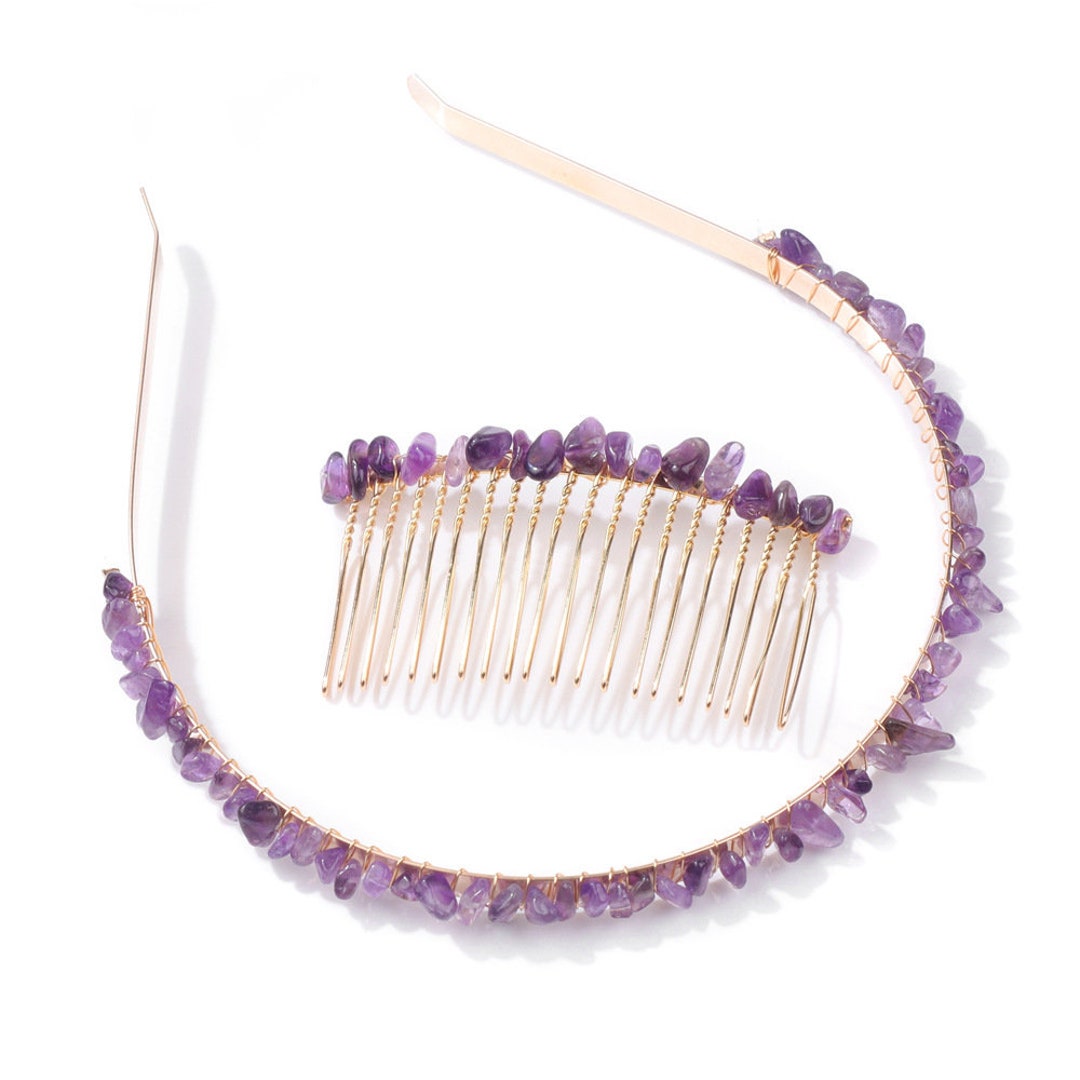 Natural Stone Amethyst Crushed Stone Hairpin Girl Small Fragrance Wind ...