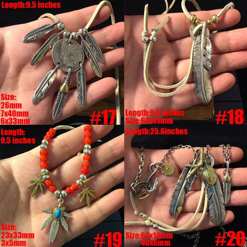 Japan Takahashi Goros Feather Bird Necklace, Bracelet, Bangle Retro Sterling Solid 925 Silver Man Lady Gift Fashion Pendant Hip Hopstyle image 6