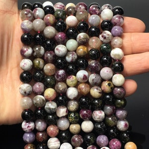 Natural Tourmaline Round Healing and Energy Gemstone Loose Beads for Bracelet and Necklace DIY Jewelry Making AAA Quality 6mm 8mm 10mm 12mm