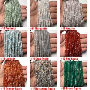 Natural Gemstone Highly Polished Faceted Rondelle Loose Beads for Jewelry Making Design AAAA Quality Amazonite, Garnet, Apatite and so on image 3