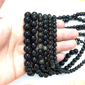 Natural Black Obsidian Beads Healing Gemstone Loose Beads DIY Jewelry Making Design for Bracelet Necklace AAA Quality 4mm 6mm 8mm 10mm 12mm