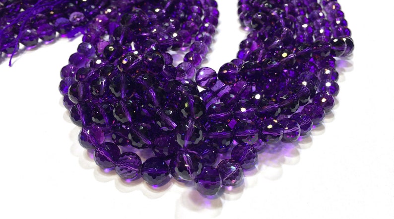 Natural Amethyst Fine Cut Faceted Round beads Energy Gemstone Loose Beads DIY Jewelry Making Design for Bracelet AAA Quality 6mm 8mm 10mm image 4