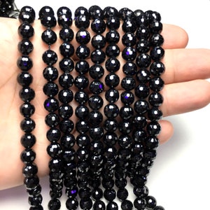 Natural Black Spinel Faceted Round beads Healing Energy Gemstone Loose Beads DIY Jewelry Making Design for Bracelet AAA Quality 6mm 8mm 10mm