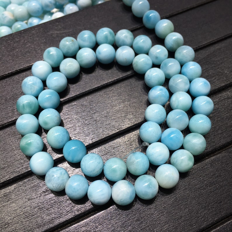 Natural Blue Larimar Round Beads Healing Energy Gemstone Loose Etsy