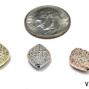 8x10mm CZ Micro Pave Diamond Shape Charm or spacer, Cubic Zirconia Pave Beads, Rhodium Gunmetal  Beads For Jewelry Design and Jewelry making