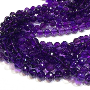 Natural Amethyst Fine Cut Faceted Round beads Energy Gemstone Loose Beads DIY Jewelry Making Design for Bracelet AAA Quality 6mm 8mm 10mm image 5