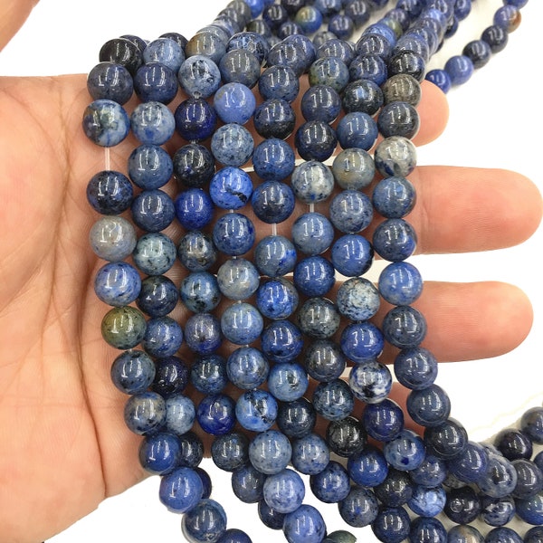 Natural Blue Sunset Stone Round Shape Beads Healing Energy Gemstone Loose Beads DIY Jewelry Making Design for Bracelet Necklace AAA Quality