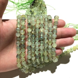 Natural Green Prehnite Micro Faceted Round beads Energy Gemstone Loose Beads DIY Jewelry Making Design for Bracelet Making AAA Quality 8mm