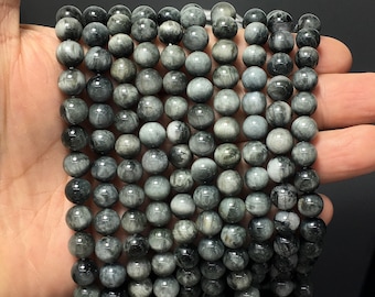 Natural Gray Eagle Eye Round Beads Healing & Energy Jasper Loose Beads DIY Jewelry Making Design for Bracelet AAA Quality 6mm 8mm 10mm 12mm