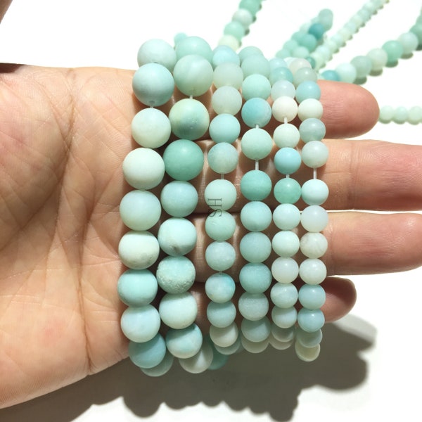 Natural Amazonite Matte Round beads Healing Energy Gemstone Loose Beads DIY Jewelry Making Design for Bracelet AAA Quality 4mm 6mm 8mm 10mm