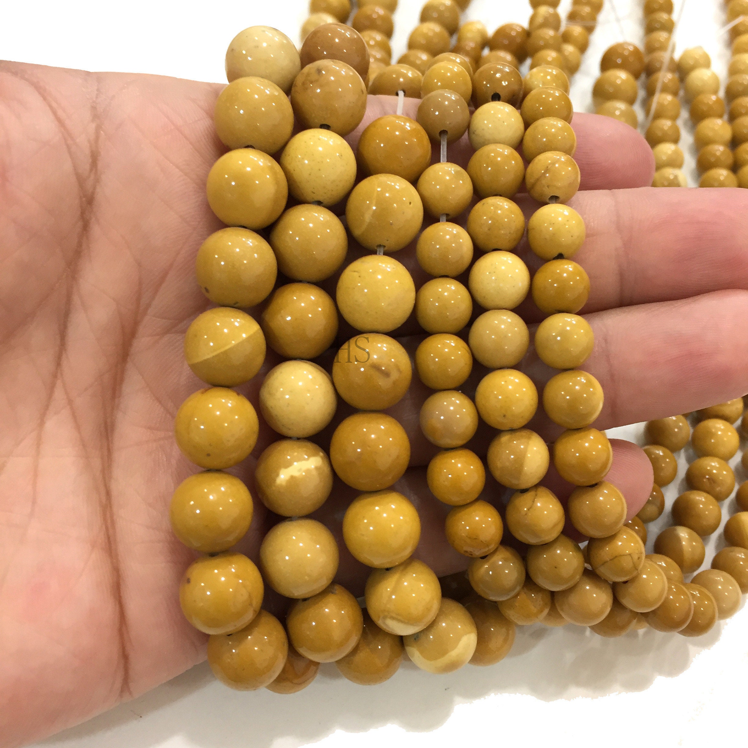 6mm Venatura del legno giallo Perle di pietra naturale opaca Perle di pietra preziosa rotonda Distanziatore Charm energia di guarigione fai da te per la creazione di gioielli