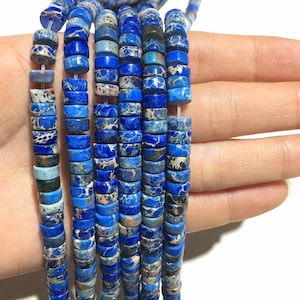 Natural Blue Imperial Jasper Rondelle Beads Healing Energy Gemstone Loose Beads DIY Jewelry Making Design for Bracelet AAA Quality 4x6mm
