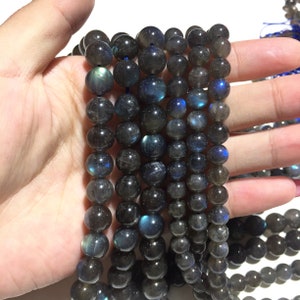 Natural Gray Labradorite Round Beads Healing Gemstone Loose Bead DIY Jewelry Making Design for Bracelet Necklace AAA Quality 6mm 8mm 10mm