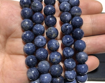 Natural Blue Sapphire Bracelet Round Beads Healing Energy Gemstone Loose Bead Bracelet for Jewelry Making Fashion Design AAA Quality 7.5inch