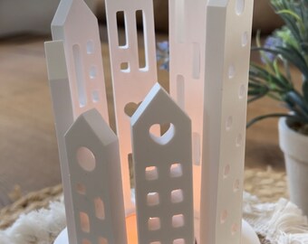Silikon - Gießform -Klötzchenmatte mit Herzhäusern -  Klötzchen Lichthäuser - Lichthausklötzchen - Klötzchen - Windlicht -