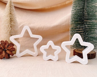 Silikon - Gießform - abgerundete Stern- offene Sterne - Weihnachtssterne