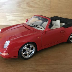 Bburago Porsche 911 Carrera Convertible (1993) Diecast Model Car - Scale 1/18 - Red - Diecast Metal Collectors Model - No Box - Vintage