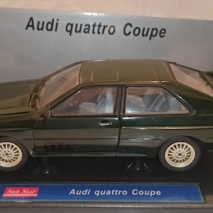 Sun Star 1983 Audi Quattro Coupe Diecast Model Car - Scale 1/18 - Green - Diecast Metal Collectors Model - Original Box - Vintage