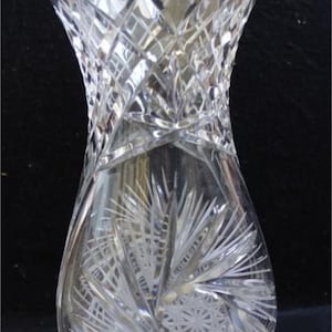 Vintage Unique Lead Crystal Vase 26x12cm 10.2x4.7in Classic Cut Hand Made Beautiful Details And Decorations Excellent Condition
