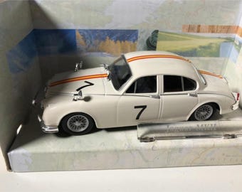 Cararama Jaguar MK2 Diecast Model Racing Car - Scale 1/43 - White - Diecast Metal Collectors Model - Original Box - Vintage