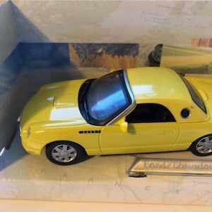 Cararama Ford Thunderbird Diecast Model Racing Car - Scale 1/43 - Yellow - Diecast Metal Collectors Model - Original Box - Vintage