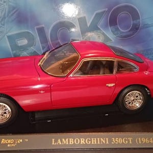 Ricko 1964 Lamborghini 350GT Diecast Model Car - Scale 1/18 - Red - Diecast Metal Collectors Model - Original Box - Vintage