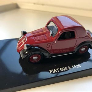 1936 Fiat 500 A Diecast Model Car - Scale 1/43 - Red - Diecast Metal Collectors Model - Original Box - Vintage