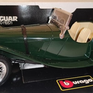 Bburago Jaguar S100 (1937) Diecast Model Car - Scale 1/18 - Green - Diecast Metal Collectors Model - Original Box - Vintage