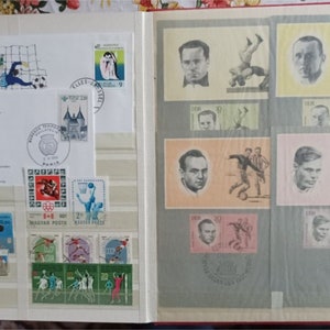 Colección de sellos postales antiguos de deportes y Juegos Olímpicos de todo el mundo, sellos de 1950 a 1985, libro álbum, gran colección, 258 piezas, 21 letras y más