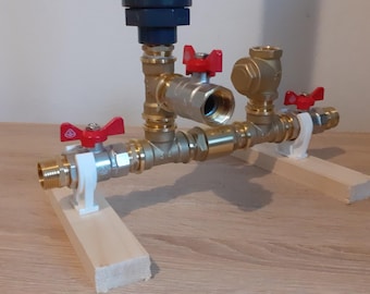 3/4'' DN20 Hydraulic Ram Water Pump Full Assembly Or Kit Steel and Brass with PVC Tank - Higher Pressure Spring Valve with Drain Valve