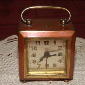Junghans Metal Table Alarm Clock Art Deco - Made in Germany 1920 - RARE - 5x5x3cm/2x2x1.2in - Working Condition - Vintage