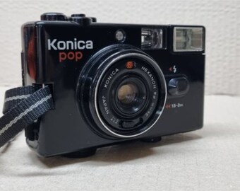 Konica POP Analog Vintage Camera 35mm Film with Hexanon f/4 36mm Lens 1980s made in Japan Functional Great Condition