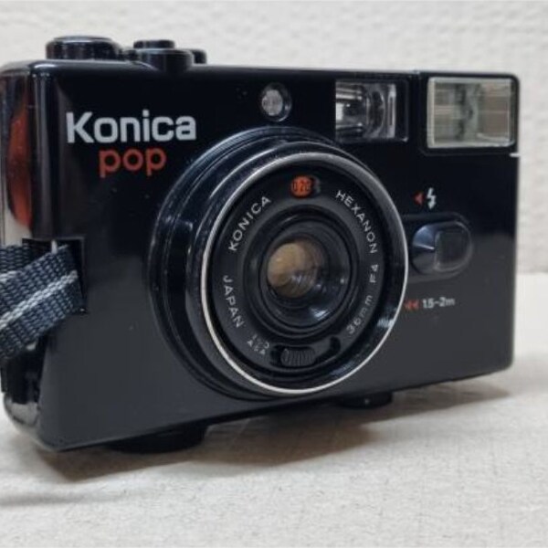 Konica POP Analog Vintage Camera 35mm Film with Hexanon f/4 36mm Lens 1980s made in Japan Functional Great Condition